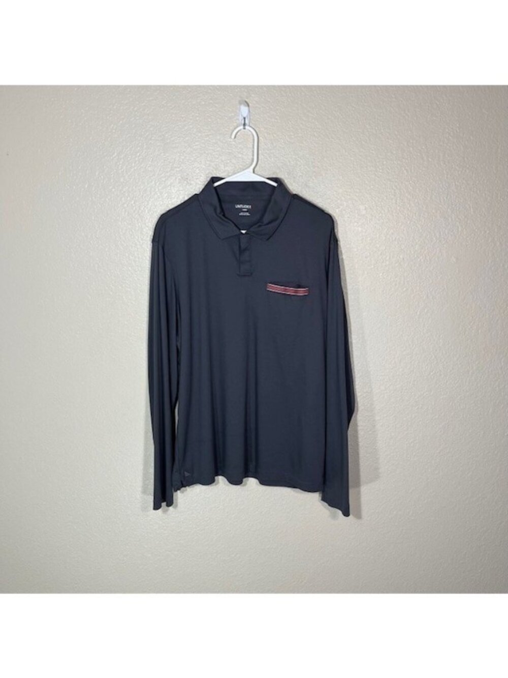 UnTuckit Shirt Mens Large Polo Long Sleeve Gray Casual Cotton